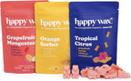 Happy Wax Citrus Mix Natural Soy Wax Melts - 6oz Total - Three 2oz pouches including Tropical Citrus, Orange Sorbet & Grapefruit Mangosteen