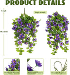 Fake Artificial Flowers Hanging for Outdoors Decor, 2 Bundles UV Resistant Faux Silk Flowers for Planters Porch Patio Window Yard Balcony Fence Decoration