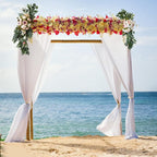 2 Pcs Wedding Arch Flowers Kit, Artificial Peony Flower Swag Backdrop Floral Garland Centerpieces, Champagne Peony Floral Swags Silk Hanging Peony Garland with Green Leaves Decor for Home(Pink)