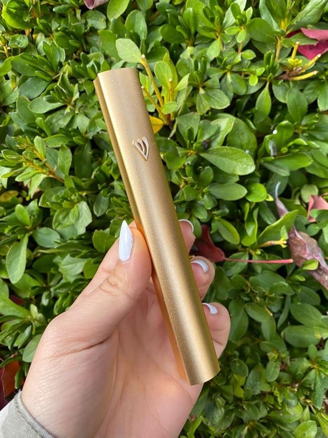 A&S Mezuzot Alumium Mezuzah Case in Silver Shin Design Weatherproof Door Mezuza Judaica Art for Home Blessing (Gold, 6 Inches)