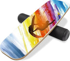 Balance Board Surf Trainer with Adjustable Stoppers - 2 Different Distance Options Balance Board for Surfing, Snowboarding, Skiing, Skateboarding, 300lbs Capacity