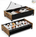 Under Bed Storage with Wheels, Underbed Shoe Storage Containers, Under the Bed Storage Drawers with Lid, Wooden Rolling Blankets Clothes Storage Metal Drawer for Bedroom Dorms Room (Walnut 2pack)