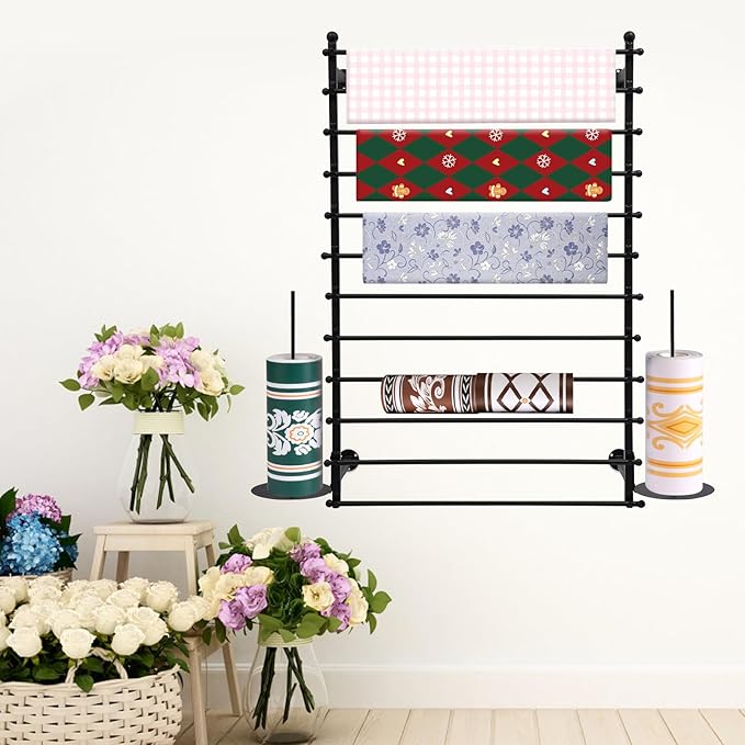 12-Tier Wall Mounted Scarf Rack, Scarf Display Rack, Towels Storage Hanger, Commercial Hijab Scarf Holder Organizer Space Saving for Retail Stores, Boutiques, Home (Black, 31.5in Width)