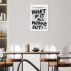 Retro Black And White Newspaper Poster What If It All Works Out Canvas Wall Art Positive Affirming Quote Minimalist Prints Painting For Home Bedroom Dorm Wall Decor 24x36in Unframed