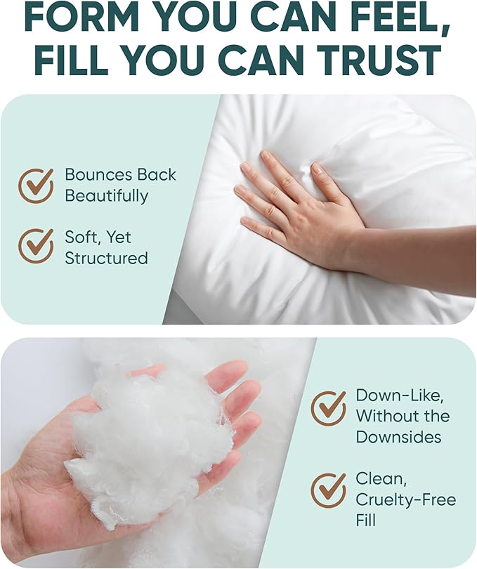 Pillowflex Synthetic Down Alternative Pillow Inserts for Shams - Comfy Pillows for Sleeping, Perfect Pillow & Best Sleeping Pillows, Handmade Down Alternative Throw Pillow Inserts - (26x26 Set of 2)