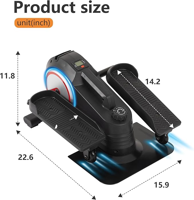 Under Desk Elliptical Machine, Ellipse Leg Exerciser with 8 Adjustable Speeds Quiet & Portable, Seating & Standing Use Pedal Exerciser, Ellipse Leg Trainer While Sitting for Seniors for Home, Office