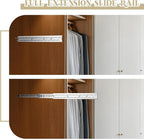 Blulu 2 Pcs 13.8'' Sliding Tie Rack Hangers for Closet, 25(Total 50) Tie Pull Out Wall Mounted Extending Sturdy Metal Belt Organizer Holder for Men Belt Storage, Sliver