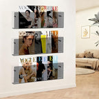 2-Pack 24 Inch Black Acrylic Magazine Holder, Sleek Wall Mounted Brochure Rack & Floating Bookshelf, Modern Stylish Magazine Display for Office, Waiting Room, Living Room, Fashion Home Decor