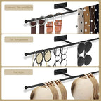 2 Pack Wall Jewelry Organizer, 14.5'' Necklace Holder for Hanging Earring, Ring, Bracelet, Hairband, Glasses Storage, Decorative Space-Saving Jewelry Display-Black