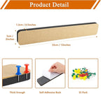 8Pcs Rectangle Felt Cork Board Bar Strips with 35 Pushpins, Self-Adhesive Bulletin Board Strips for Office School Home Wall Decor Stickers Memos Schedules Photos Display -Camel & Grey