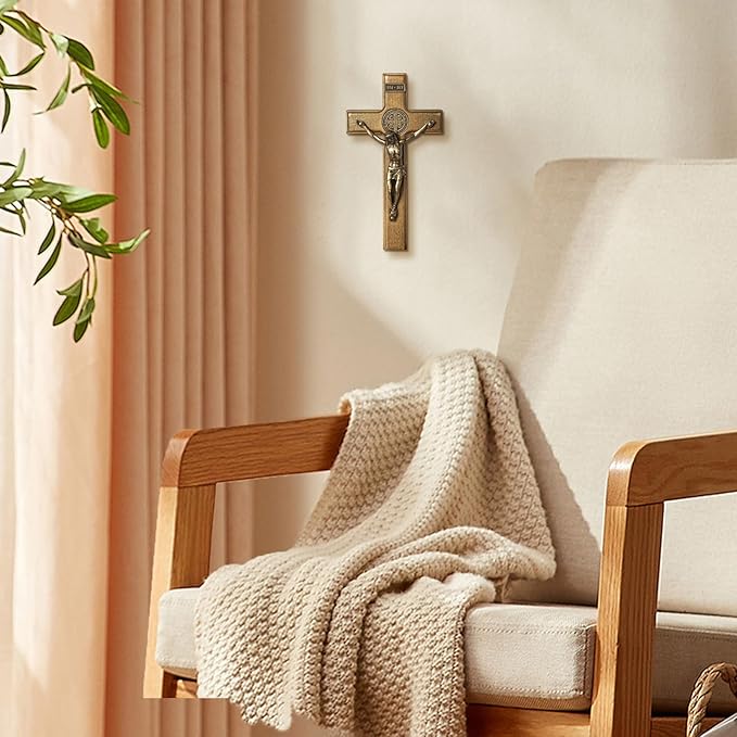 KUXBET Wood Standing Cross 5inch Small Crucifix - Jesus Christ Wall Cross Crucifix for Table or Wall Decor Home Decoration (5.5" L x 2.4" W)