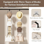 18 Pack Over The Door Hat Organizer for baseball caps | Multi-Functional Baseball Hat Rack for Closet | Wall Mounted Hat s torage organizer | 5 types of accessories cap holder stand w hooks ,Black