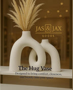 Cream White Decorative Vase Set - Modern Hug Donut Ceramic Vases by JAS & JAX GOODS, Minimalist Boho Style Centerpiece for Console Table, Living Room, Bookshelf, or Fireplace Mantel