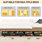 Under Bed Storage with Wheels 39inch, Extra Long Under Bed Storage Bins, Low Profile Under Bed Storage 5.5inch Height No Assemble Storage Containers, Under Bed Shoe Storage with Lids
