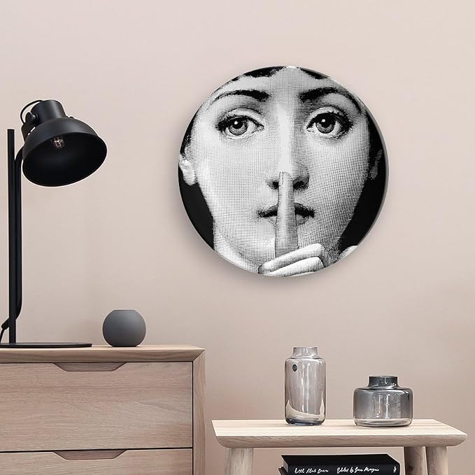 Lina Cavalieri Plate, Wall Decorative Plate, Mysterious Face Plate Wall Hanging Decoration,Including Bracket And Special Spring HooK,style-7,10inch