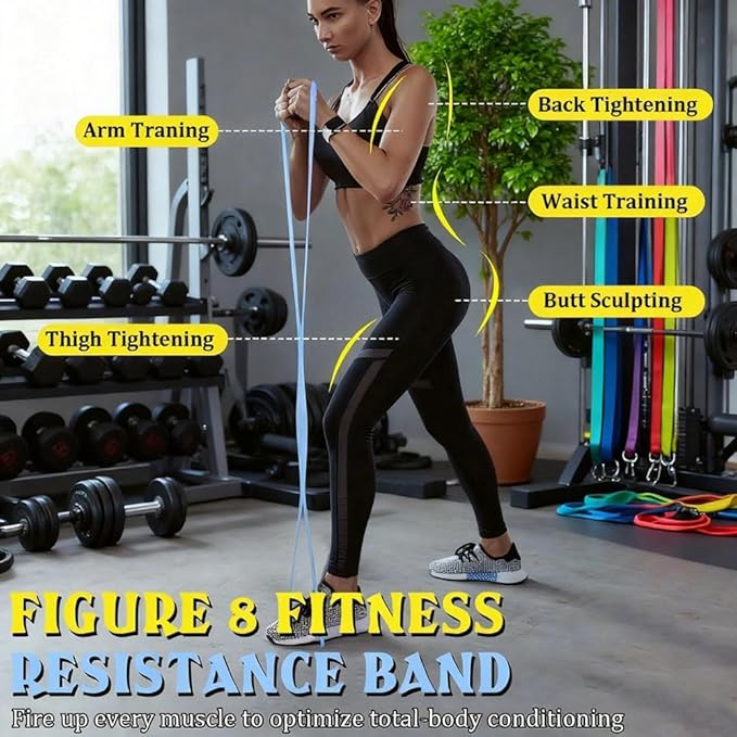 Resistance Bands with Handles,Figure 8 Resistance Band Elastic Fitness Bands Exercise Band for Home Yoga Gym Workout