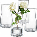 Elsjoy 4 Pack 7 Inch Clear Glass Vases for Centerpieces, Modern Tapered Flower Vase Set for Home Decor, Wedding, Housewarming Gift