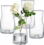 Elsjoy 4 Pack 7 Inch Clear Glass Vases for Centerpieces, Modern Tapered Flower Vase Set for Home Decor, Wedding, Housewarming Gift