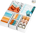 Criusia Drawer Organizer Clothes 6 Pack White- Dresser Organizer Bins for Closet Bedroom - Baby Clothes Organizers and Storage for Nursery Organization -Sock Underwear Drawer Organizer Divider