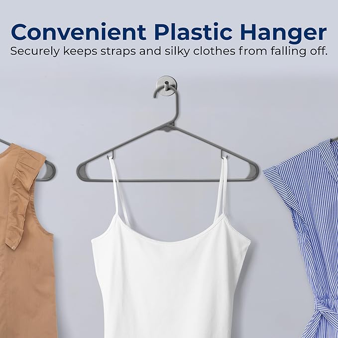 SereneLife 50 Pack Plastic Hangers, Non-Slip, Space-Saving Closet Organizers, Durable and Strong for Shirts, Sweaters, Hoodies, Kids Clothes & Dresses, Ultra-Thin, Lightweight