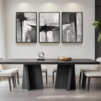 Large Framed Black and White Gray Abstract Wall Art, 3 Piece Modern Canvas Prints Paintings Artwork for Walls, Grey Abstract Pictures for Living Room Hallway Bedroom Office Wall Decor Total 30x60 In