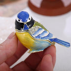 Hand Painted Trinket Box for Home Decor Accents, Enamel Hinged Jewelry Box for Bookshelf Office Table Desk Decoration, Classical Figurine Collectible Keepsake Animal Sculptures (Blue Jay)