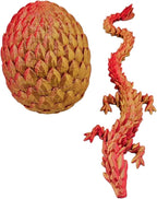 3D Printed Dragon Egg Articulating Gemstone Dragon Fidget Figurine - Vibrant Color Dragons Flexible ADHD, Autism and Anxiety Relief - Articulated Joints (Gold Red)