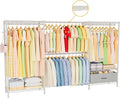 Coat Rack Clothes Wardrobe：Closet Organizer and Storage Clothing Garment Rack with Shelves Heavy Duty for Hanging Clothes Portable Adjustable White 15.8" DX69 WX76.5 H