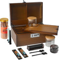 Large Bamboo Storage Box with Lock, Removable Tray, Glass Jars & Accessories, Elegant Wooden Household Organizer, Home Decor Gift Set