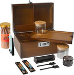 Large Bamboo Storage Box with Lock, Removable Tray, Glass Jars & Accessories, Elegant Wooden Household Organizer, Home Decor Gift Set