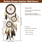 Dream Catcher Native American Boho Dreamcatcher Rattan Wall Decor, Handmade Natural Goose Feathers Large Dream Catchers Hanging Ornament Indian Decor for Bedroom Living Room (Dark Brown Mix)