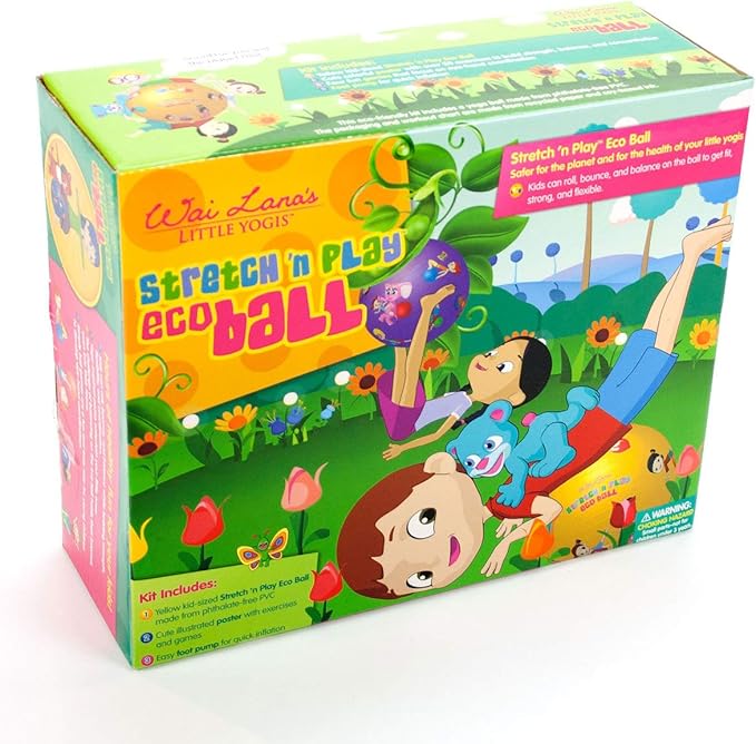 Wai Lana Little Yogis Stretch ‘N Play Eco Ball Kit - Award Winning Kid’s Yoga Set for 3 Yrs. and Up, BPA and Lead-Free