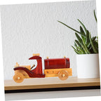 OUNONA Vintage Wood Car Model Ornament Miniature Desktop Automobile Decoration for Retro Room Decor and Stylish Wooden Craft for Living Room Bedroom Study and House