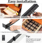 Vesici 80 Pcs Drawer Dividers Adjustable Plastic Organizer DIY Separators Storage Dividers for Socks, Underwear, Makeup, Tidy Kitchen, Bedroom, Dresser(Black)