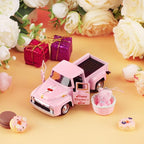 Hxezoc Pink Truck Decor Vintage Metal Truck with Pink Flower Basket Ornament Valentine's Day Farmhouse Tabletop Mantle Decoration for Home Kitchen Office Valentine's Day Theme Party Supplies