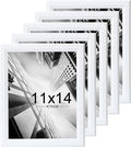 KTKDE 11x14 Picture Frame Set of 5, Wooden frames White, Vertical & Horizontal Wall Hanging for Wall Display,Studio Gallery Photo Frame for Photos, Posters & Art Prints