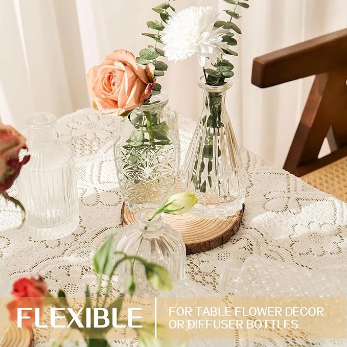 Mini Bud Vases Centerpieces for Tables,Clear Bud Vases for Flowers,Small Flower Vases Suitable for Birthday Party,Anniversary,Wedding Reception,Baby Shower (Clear, 12PCS)
