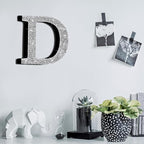 Qunclay 12'' Silver Crystal Diamond Bling Letters Crushed Diamond Decoration Wooden Glitter Letter with Screw and Hooks Rhinestone Gift for Wedding Y2k Mcbling Bedroom Wall Decor (Letter D)