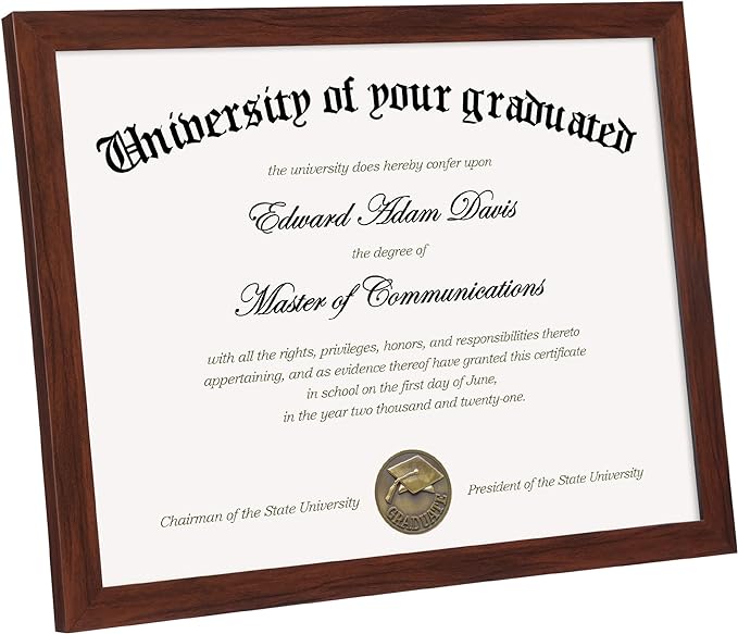 upsimples Certificate Frame with High Definition Glass, 8.5 by 11 Picture Diploma Document Frames for Wall and Tabletop, Mahogany 5 Pack