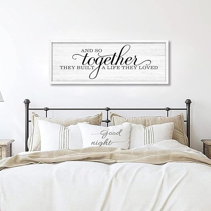 Rutiyoka Farmhouse Wall Decor: 'and so Together They Built a Life They Loved' Sign, 41.3''15'' Framed Wood Wall Art for Bedroom