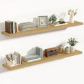 Vivelove 10" Deep Floating Shelves with Invisible Brackets, 47" Wall Shelves for Bathroom Bedroom Kitchen Living Room Laundry Room, Modern Rustic Shelves for Home Decor, 47.2"x10.2"x1.5"Set of 2, Oak
