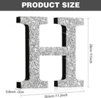 Qunclay 12'' Silver Crystal Diamond Bling Letters Crushed Diamond Decoration Wooden Glitter Letter with Screw and Hooks Rhinestone Gift for Wedding Y2k Mcbling Bedroom Wall Decor (Letter H)