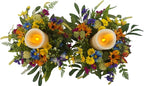 Spring Summer Candle Rings,Floral Candle Rings Wreaths 6 Inch,Daisy and Sunflowers,Mixed Flowers with 2pcs Plastic Candles,Perfect for Spring Decor,Centerpieces for Tables,Indoor Outdoor Home Decor