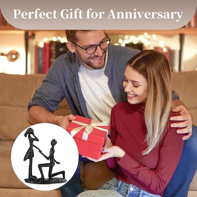 Sziqiqi Anniversary Wedding Gifts for Couple: 6th Anniversary Iron Gift for Her Him Husband Wife - 1 Year Wedding Gifts for Engagement Christmas Valentines Birthday - Couple Sculptures for Home Decor