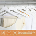 ELONG HOME Wooden Hangers 30 Pack, Wood Hangers with Extra Smooth Finish, Precisely Cut Notches & Chrome Swivel Hook, Wooden Clothes Hangers for Shirt Coat Jacket Dress, White
