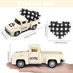 Vintage White Truck Decor with Heart Farmhouse Tiered Tray Decor Vintage Mini Truck Bookshelf Table Decors