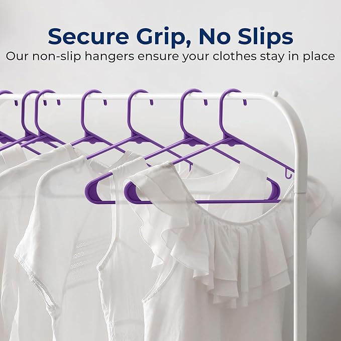 SereneLife Premium 20 Pack Plastic Hangers, Lightweight, Durable, Space Saving Clothes Organizers, Suitable for Shirts, Sweaters, Hoodies, Dresses, Kids Clothes, Good for Home Organization (Purple)