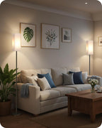 Set of 2 Floor Lamps for Living Room, Modern Tall Standing Lamps with Foot Switches, Bulb Not Included, 64.6'', for Living Room, Bedroom, Kids Room, ETL Listed, Beige and Black E07LDP205W1