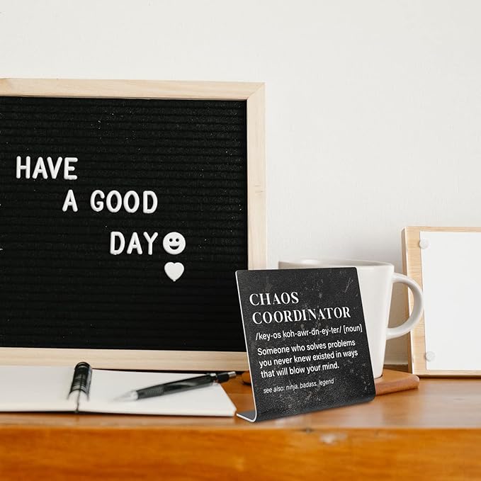 Chaos Coordinator Sign, Funny Office Desk Decor for Women, Men, Coworker, Mom, Friends, Boss, Lady, Decoration On Shelf Table Desk for Living Room Home Office dksg7