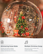 Snow Globe Christmas, Lighted Christmas Snow Globes with Timer, Swirling Musical Glittering Snowglobe Lantern for Decorations(Bear Gifts)